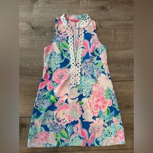 Lilly Pulitzer Blue Pink Green Floral Shift Dress
